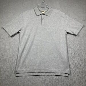 LL Bean Polo Shirt Men's M Reg Gray Short Sleeve Wrinkle Resistant Double L Polo